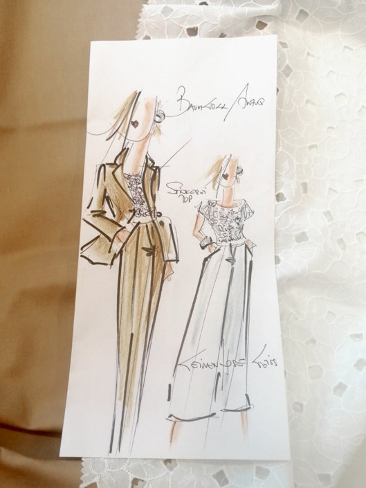 Anzug aus goldbraunem Baumwollsatin stretch